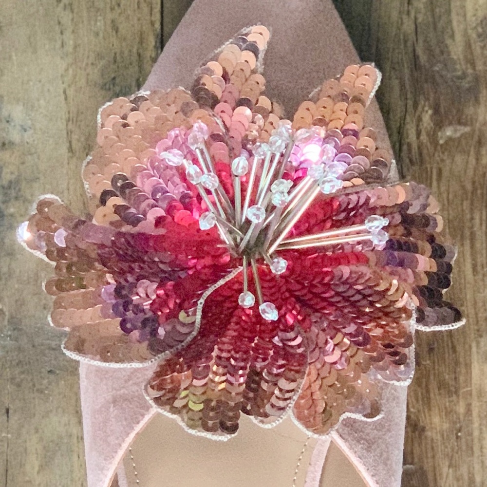 Aquazzura French Rose Disco Flower Suede Slippers - Picture 7 of 8